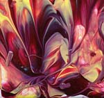 Detail of Paw Blossoms Seven by Mozart, acrylic paint on set of four 4 in. ceramic tiles